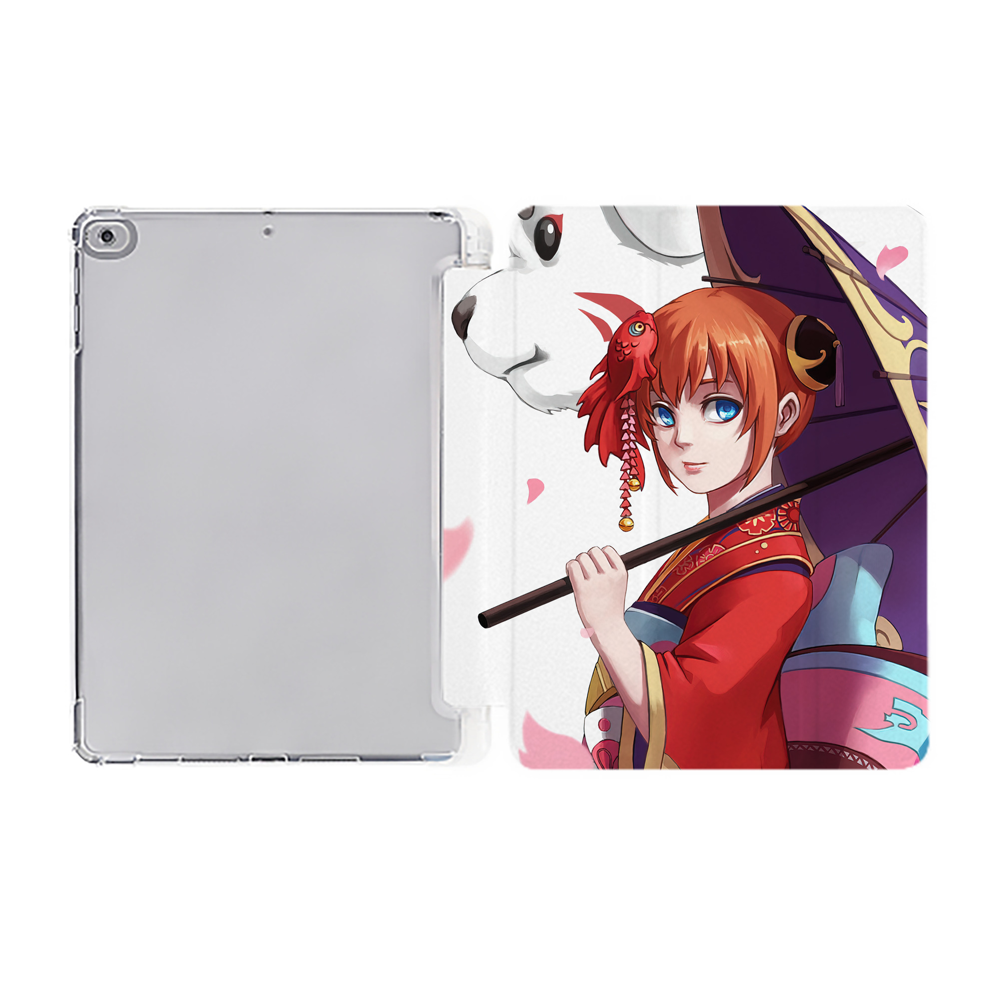 ぎんたま 坂田銀時（さかたぎんとき） 神楽 志村新八（しむら しんぱち） GINTAMA Sakata Gintoki Kagura Shimura Shinpachi IPad ケース ペン収納付き 三つ折りスタンド PUレザー×シリコン 対応機種9.5/10.5/10.9インチ